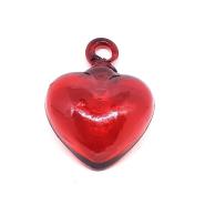 Red 2.6 inch Small Hanging Glass Hearts (set of 6)